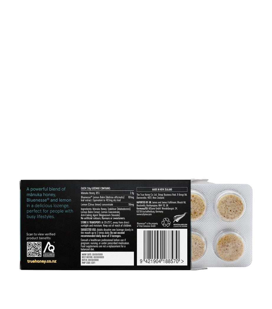 True Honey Co Mnuka Honey Lozenges Bluenesse Lemon 8 capsules (British brand)