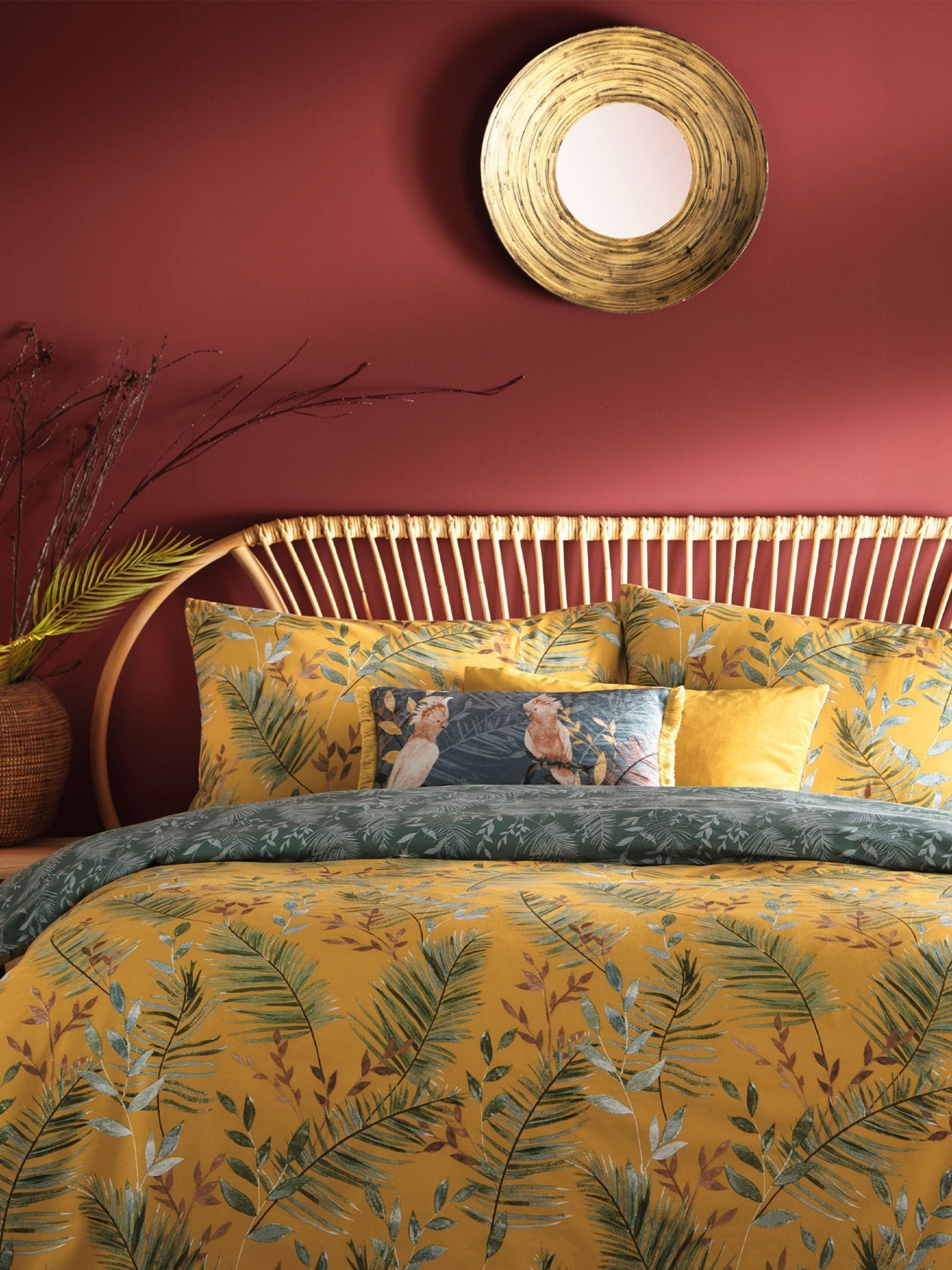Furn Mustard Yellow Mazari reversible duvet cover and pillowcase set - British product