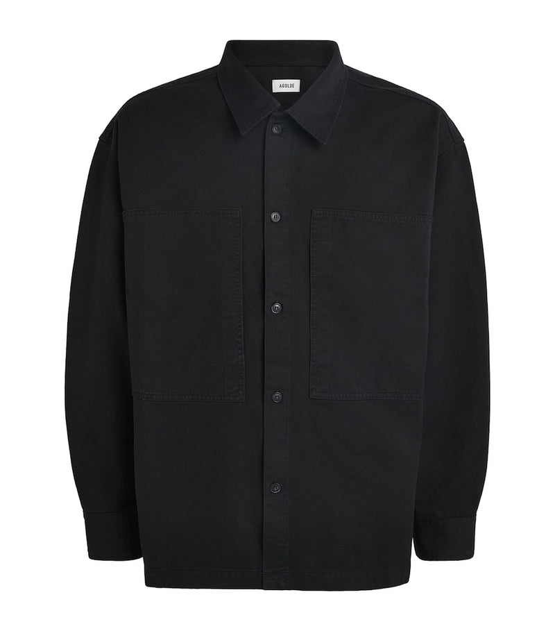 Regenerative Cotton Twill Overshirt with Chest Pockets, Regular Fit