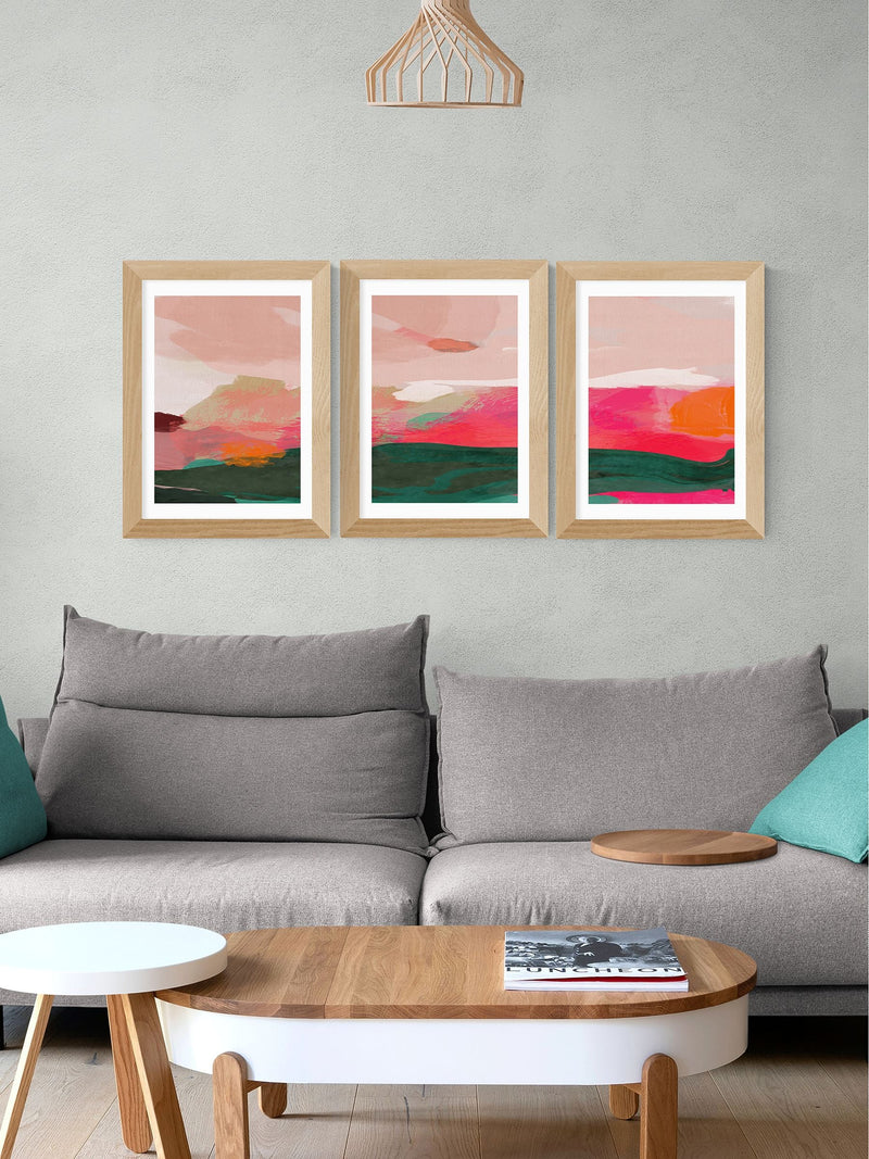 East End Prints pink green abstract art - British product
