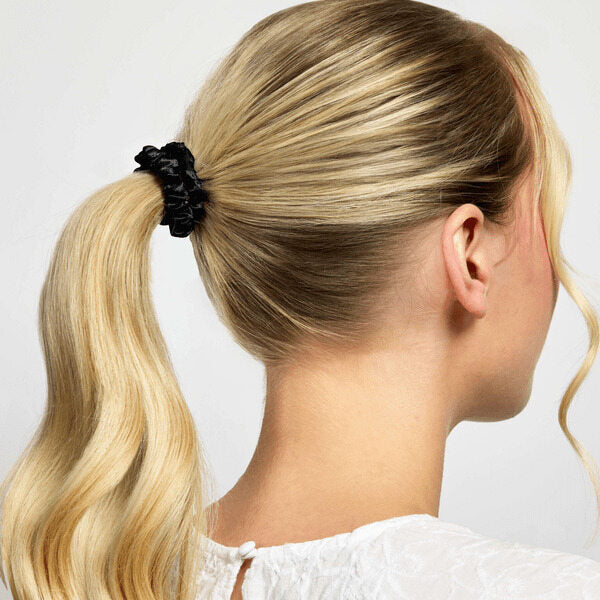 Silver Cloud black satin skinny scrunchies 5 Pack (British brand)