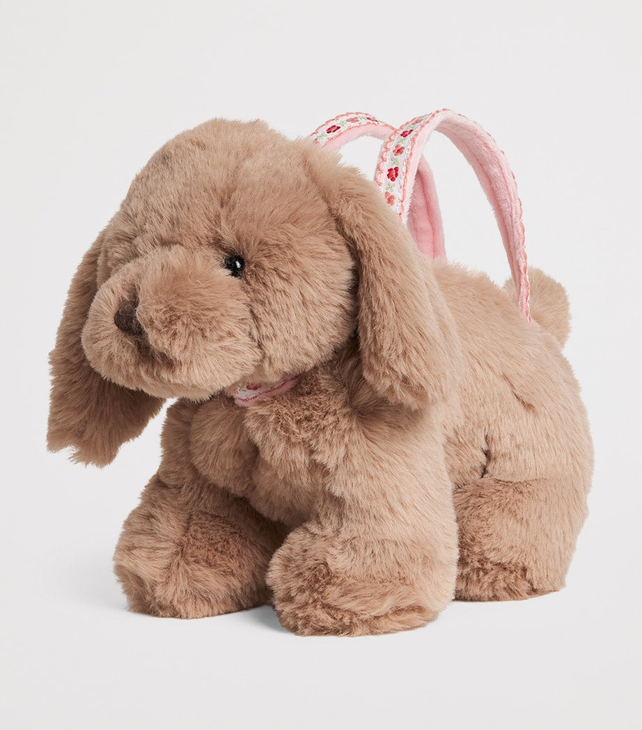 Soft Fluffy Puppy Bag with Zipped Pocket and Twin Handles, 20cm x 30cm x 14cm