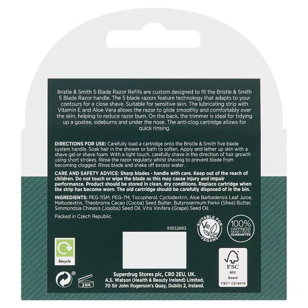 Bristle & Smith 5-blade razor refills x4 - British product
