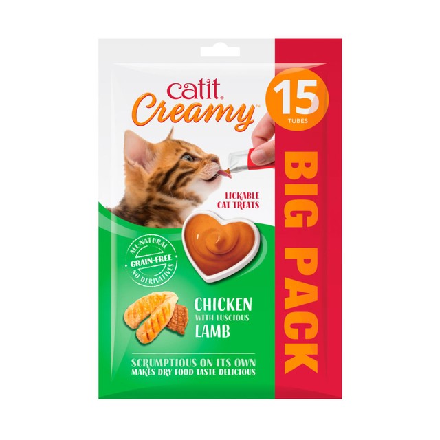 Catit Creamy Chicken and Lamb cat treats 15 x 10g tubes - British product