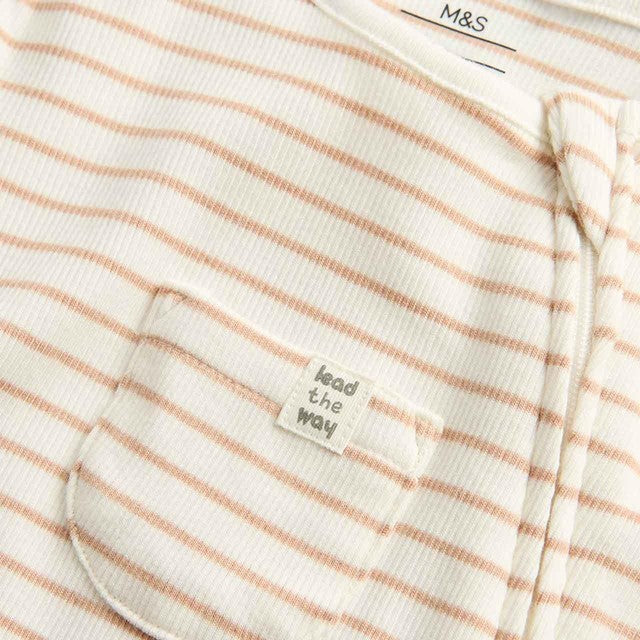 M&S Oatmeal Zip Footed Sleepsuit 18-24 Months, imported from the UK