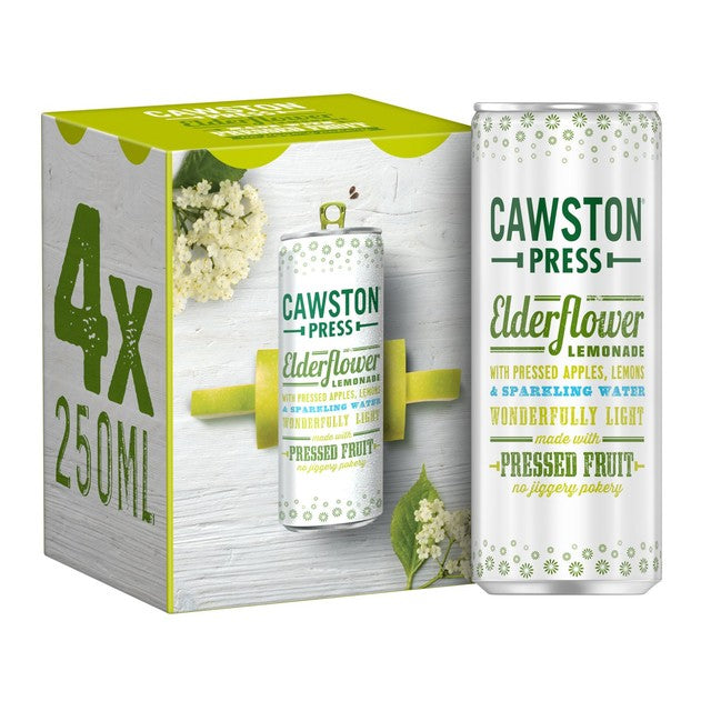 Cawston Press Sparkling Elderflower Lemonade 4x250ml packs - British product