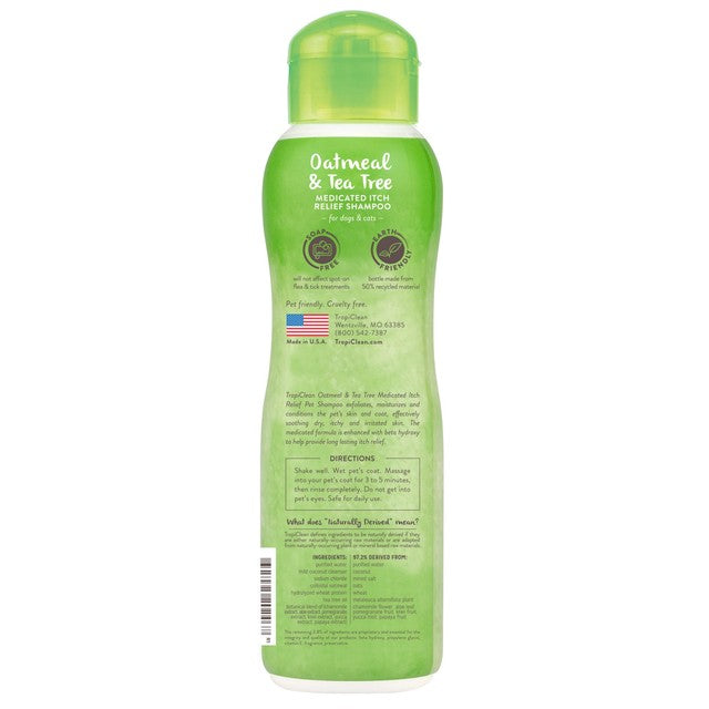 Tropiclean oatmeal and tea tree pet shampoo 355ml (British brand)