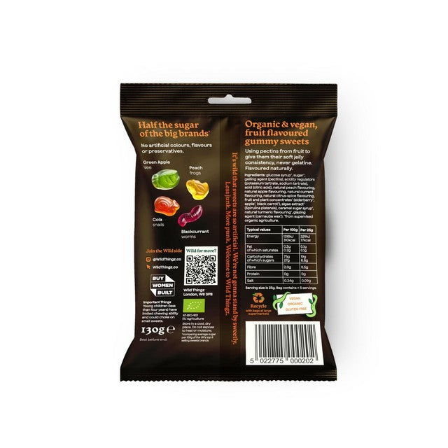 Wild Thingz gummy grubs mixed fruit flavours 130g (British brand)