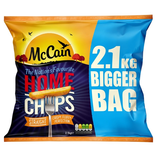 McCain Home Chips Straight Cut frozen potato chips 2.1kg, imported from the UK
