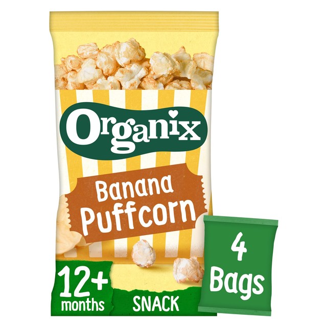 Organix banana puffcorn toddler snacks 40g multipack, imported from the UK