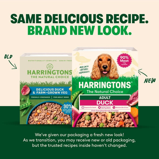 Harringtons grain free duck and potato wet dog food 400g, UK version