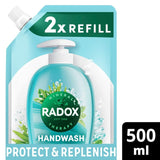 Radox thyme and tea tree oil antibacterial hand wash refill pouch 500ml, imported from the UK