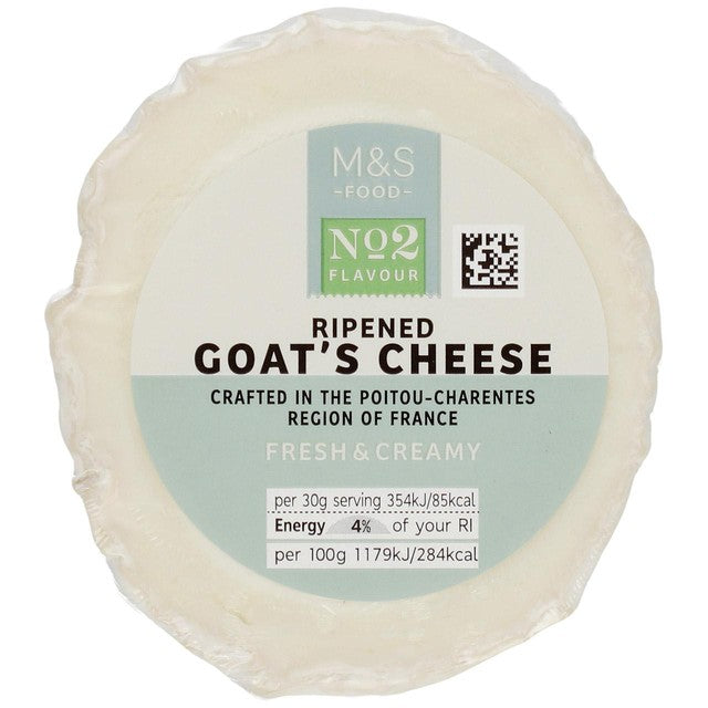 M&S ripened goats cheese 100g, imported from the UK