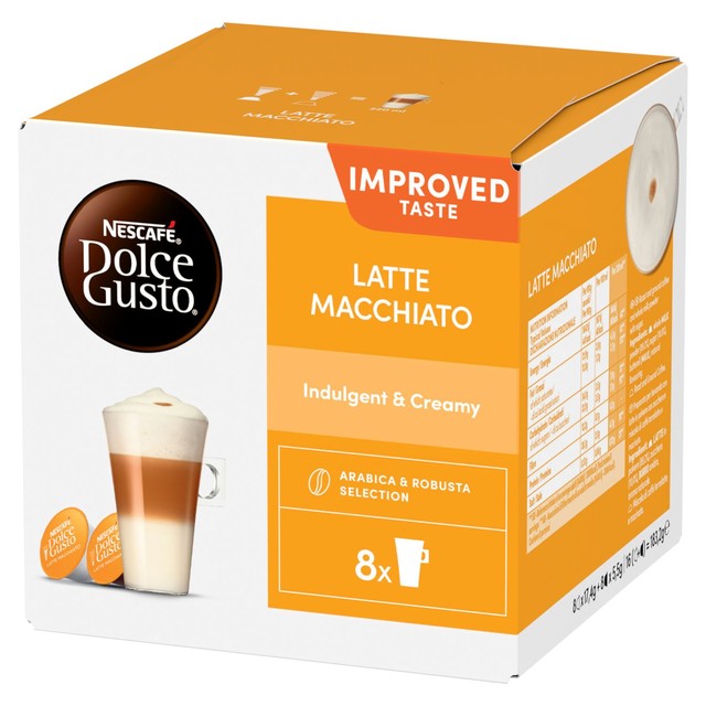 Dolce Gusto Latte Macchiato coffee pods, imported from the UK