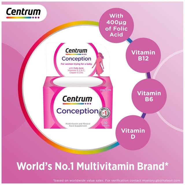 Centrum Conception Fertility Support vitamins 30 tablets - British product