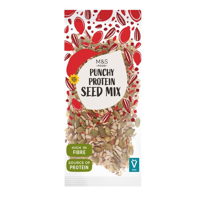 M&S protein seed mix with garlic and chilli seasoning 50g, imported from the UK