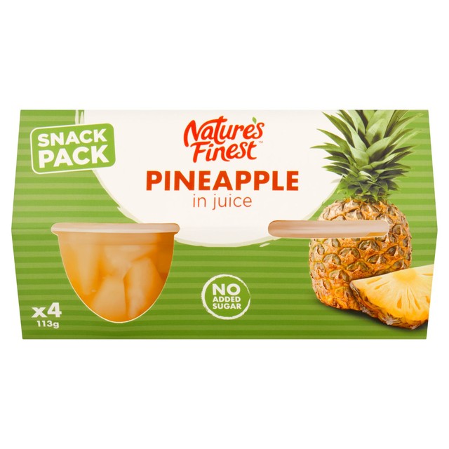 Nature's Finest fruit pot pineapple in juice 4 x 113g, imported from the UK