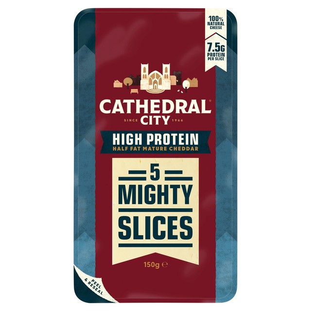 Cathedral City High Protein Half Fat Cheddar Cheese Slices 150g - British product