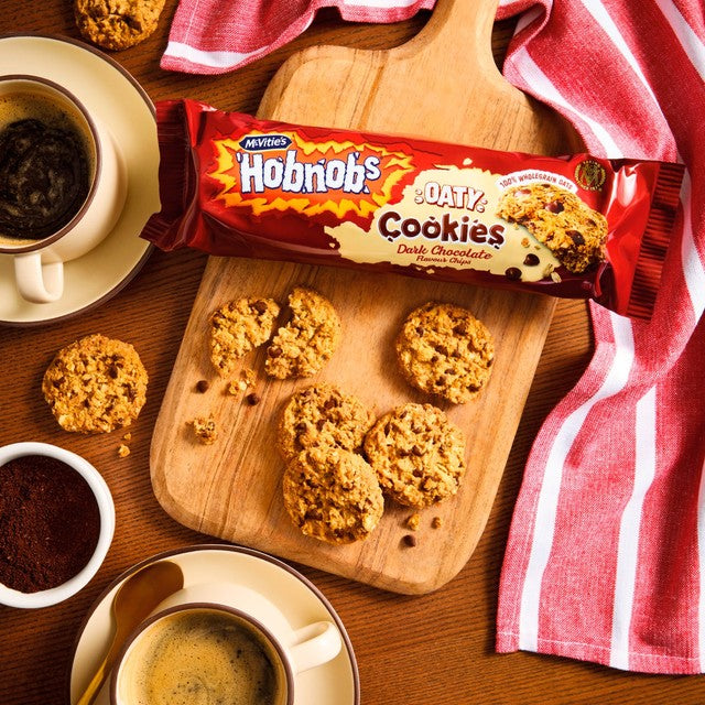 McVitie's Hobnobs oaty cookies dark chocolate 155g, imported from the UK