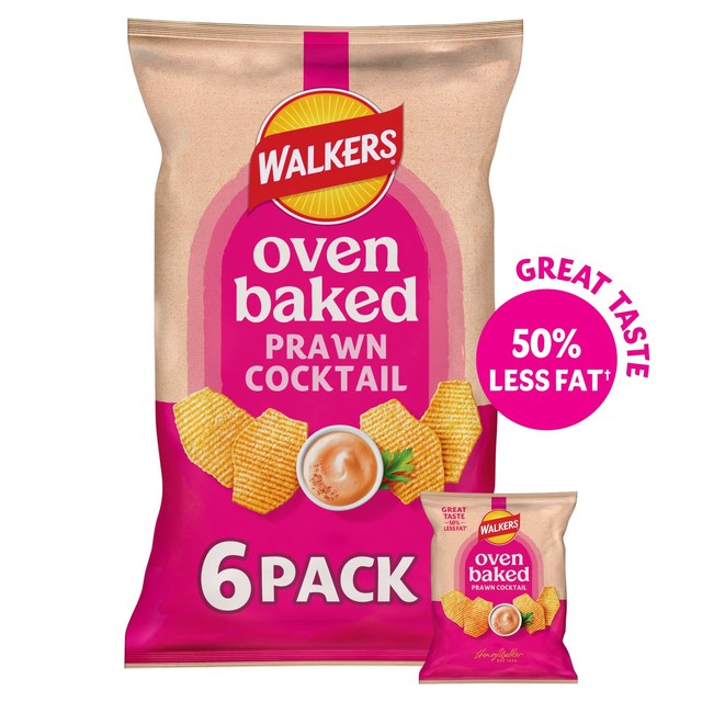 Walkers Baked Prawn Cocktail crisps 6 x 22g (British brand)