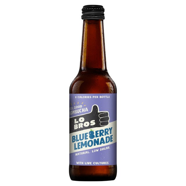 Lo Bros kombucha blueberry lemonade 330ml, UK version