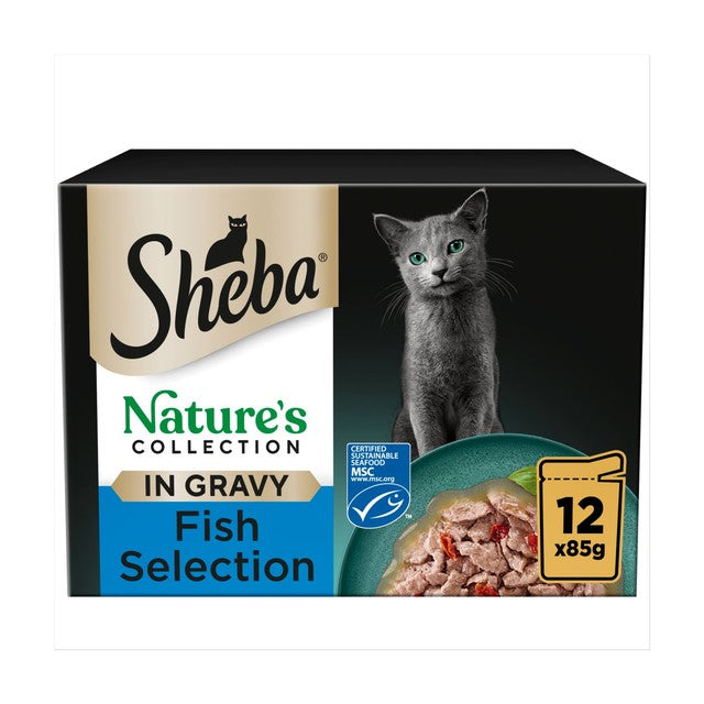 Sheba MSC fish in gravy cat food pouches 12 x 85g (British brand)