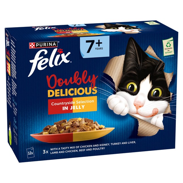 Felix Doubly Delicious 7+ Countryside Selection wet cat food 12 x 85g - British product