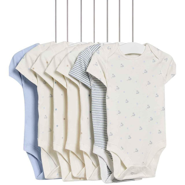 M&S dog print baby bodysuit 7 pack 6-9 months, imported from the UK