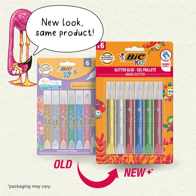 BIC kids metallic glitter glue pack of 6 - British product