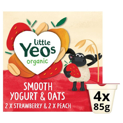 Yeo Valley Little Yeos Organic Strawberry & Peach Yogurt Pots with Oats 4 x 85g