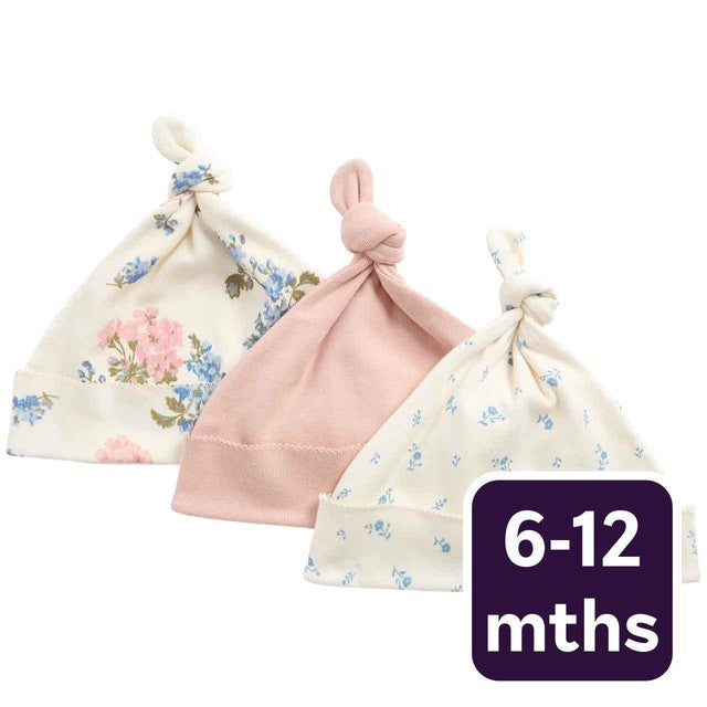 M&S girls cotton floral hats blush 6-12 months, UK version