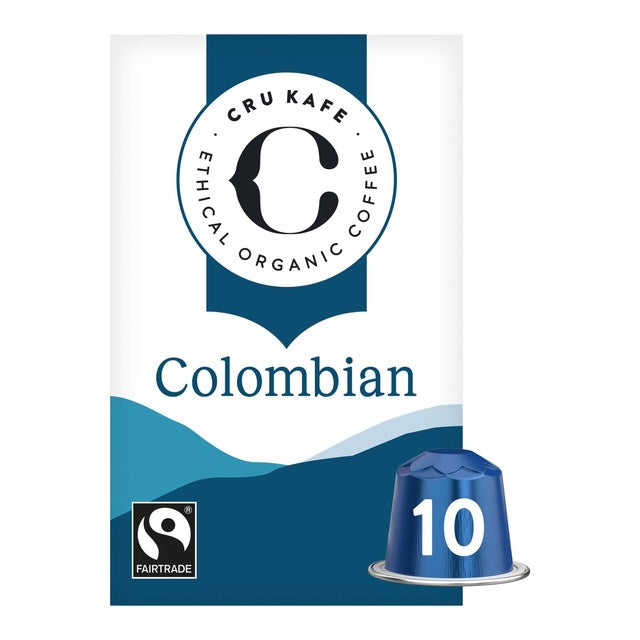 Cru Kafe Organic Fairtrade Colombian coffee pods 10s - British product