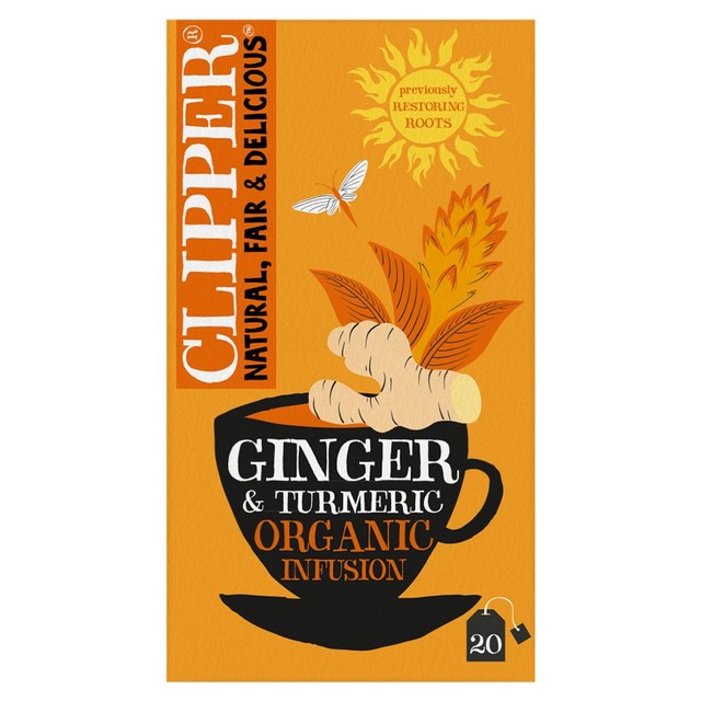 Clipper Ginger and Turmeric Herbal Tea Bags 20 Bags - British product