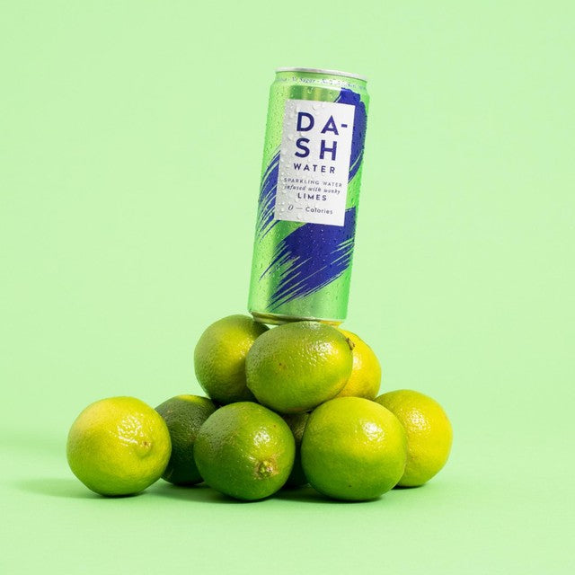 DASH Lime Infused Sparkling Water 4 x 330ml cans - British product