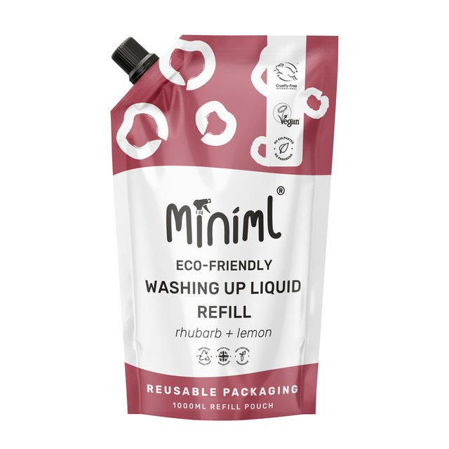 Miniml Rhubarb & Lemon washing up liquid 1L, imported from the UK