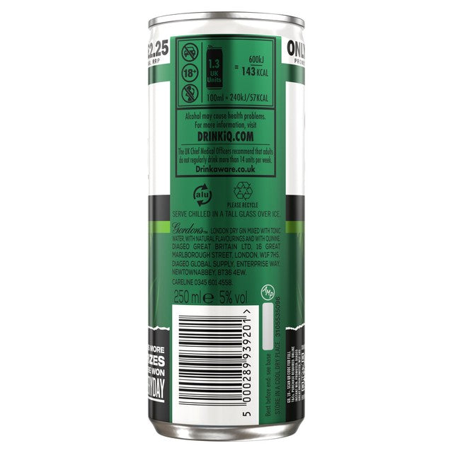 Gordon's gin and tonic can 250ml, UK version