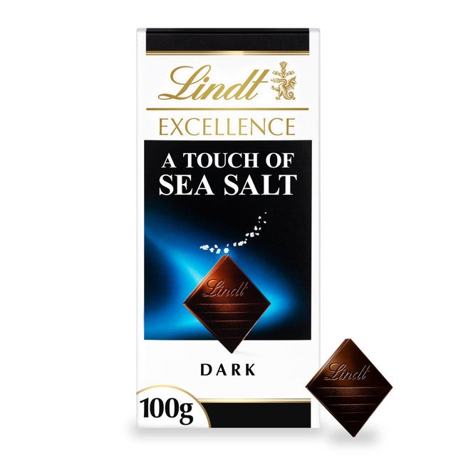 Lindt dark sea salt chocolate bar 100g, UK version