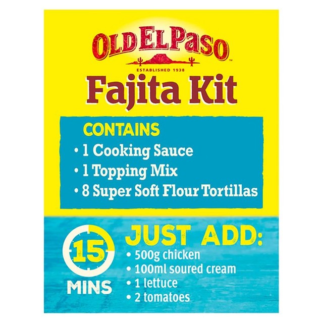 Old El Paso Extra Mild Fajita Kit 476g, imported from the UK