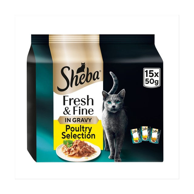 Sheba cat food pouches poultry in gravy 15 x 50g (British brand)
