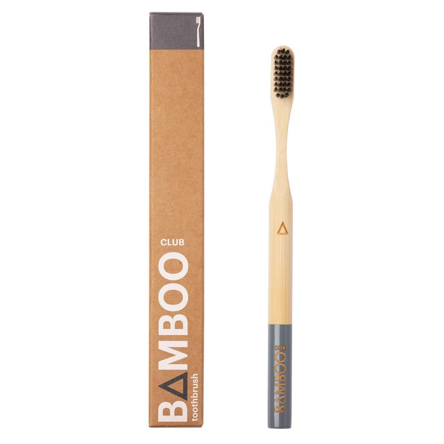 Bamboo Club grey adult toothbrush pack of 6 - British product