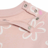 M&S floral baby outfit set pink 9-12 months, imported from the UK