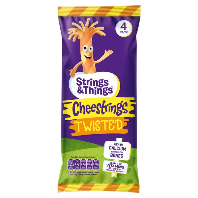 Strings & Things Cheestrings Twisted 80g cheese snacks - British product