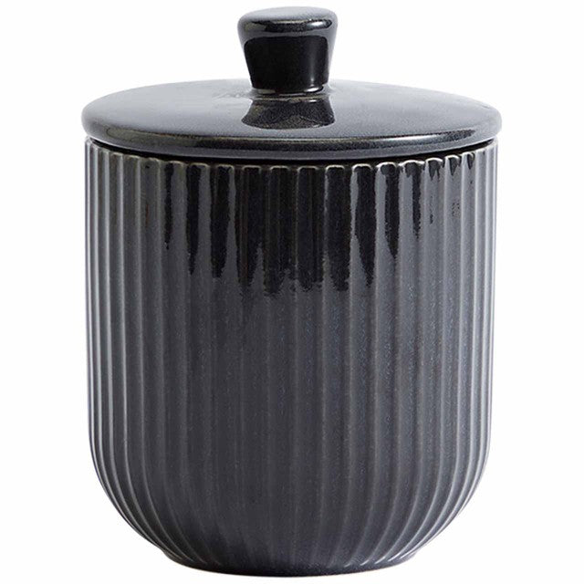 M&S small ribbed storage jar charcoal, imported from the UK