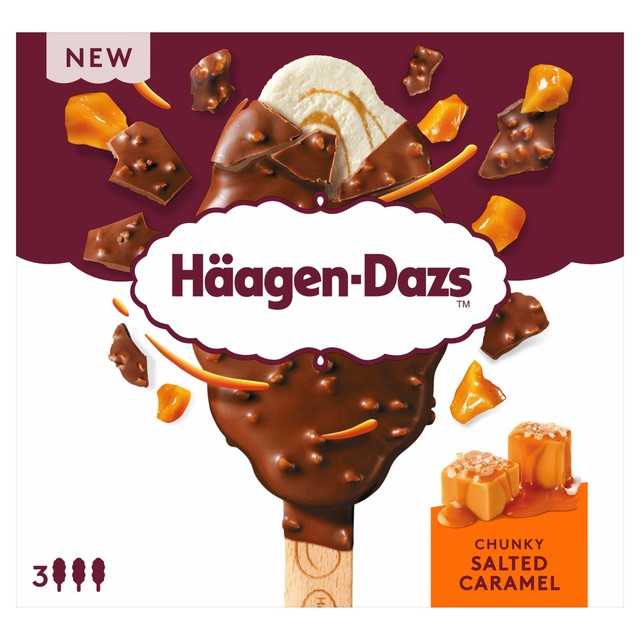 Häagen-Dazs chunky salted caramel ice cream sticks 3x80ml, UK version
