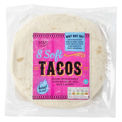 M&S Small Soft Tacos 8 Pack Wheat Tortilla Wraps