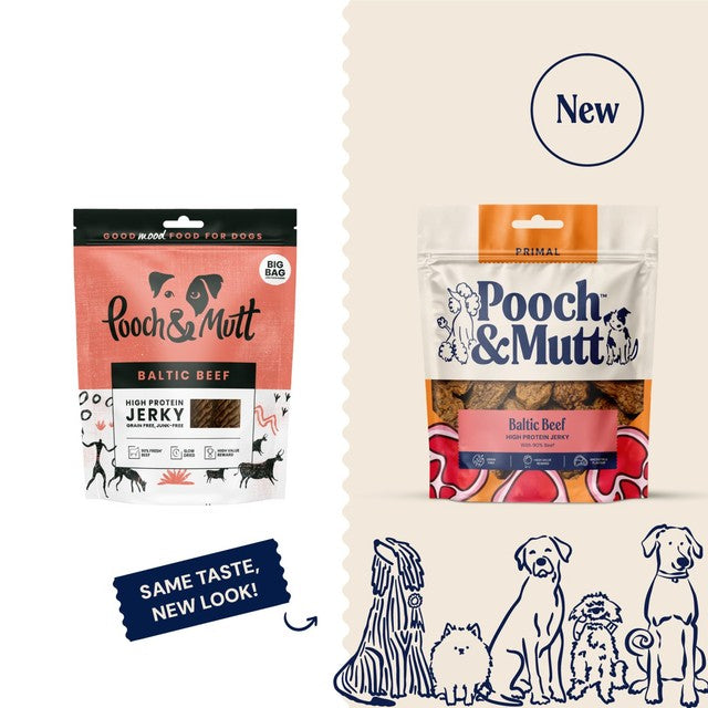 Pooch & Mutt Beef Jerky dog treat 210g, imported from the UK