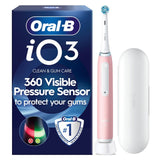 Oral-B iO3 pink electric toothbrush with travel case, imported from the UK