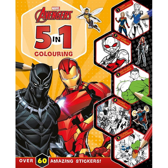 Igloo Books Marvel Avengers 5-in-1 colouring book, imported from the UK