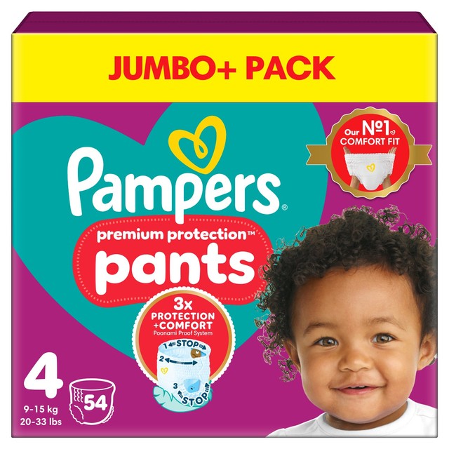 Pampers Premium Protection Nappy Pants Size 4 (9-15kg), imported from the UK