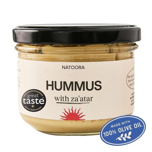 Natoora Hummus Dip with Za'atar 195g Jar, imported from the UK